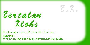 bertalan klohs business card